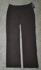 Womens Dress Pants Chaps Brown & Tan Striped Half Elastic Waist $70-size 8P