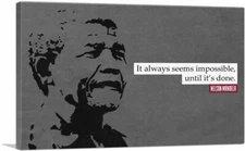 ARTCANVAS Always Seems Impossible Until Done Nelson Mandela Canvas Art Print