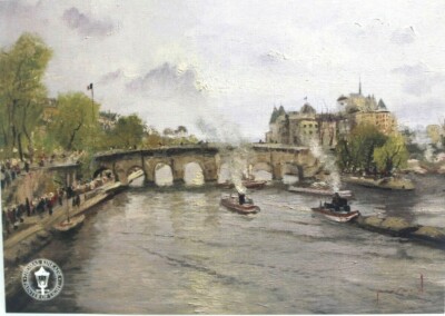 Thomas Kinkade Art/ Postcard ''River Seine'' Lot of 10 Bridge Boat Steam Ship