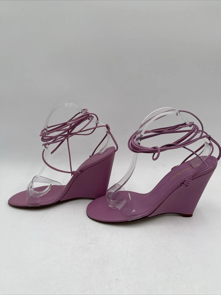 ANDREA WAZEN Clara PVC & Leather Wedge Sandals Pink Size 40 - Image 3 of 4