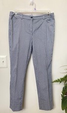 New Brooks Brothers Natalie Fit Womens Navy Blue White Striped Cotton Pant Sz 10