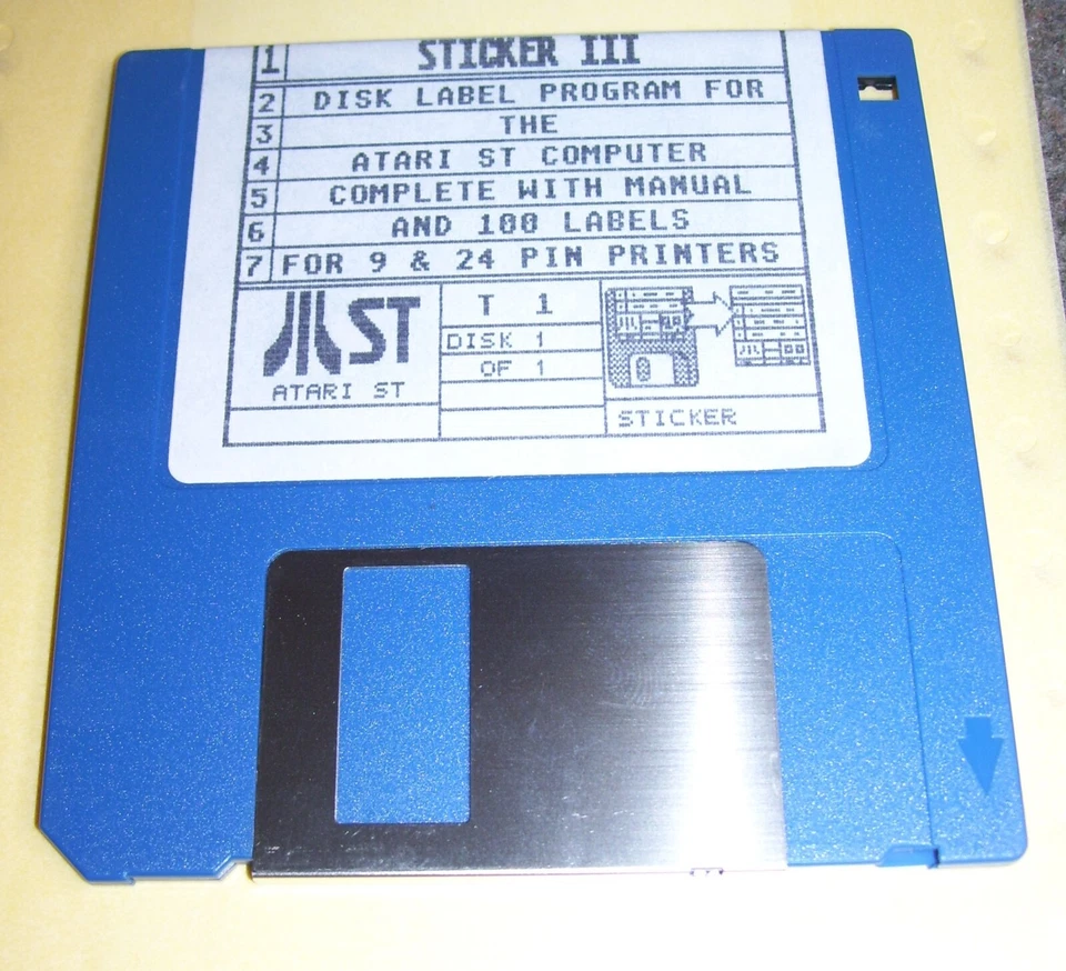 Atari 520 1040 St Ste Computer Sticker III Floppy Disk Etikette Programm 100 - Bild 2 von 3