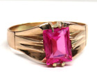 GOLD RING 10K ROSE Solitaire Cocktail Pink Topaz sz 11.75 🔥😀 Beautiful Solid