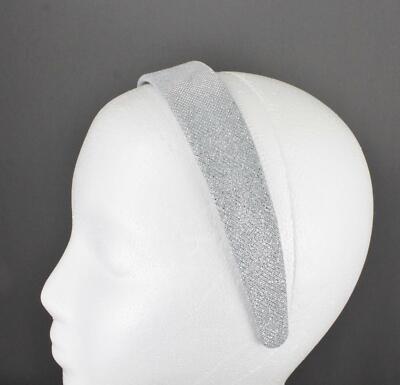 silver sparkly glittery fabric covered 1.25'' wide headband hair band accessory
