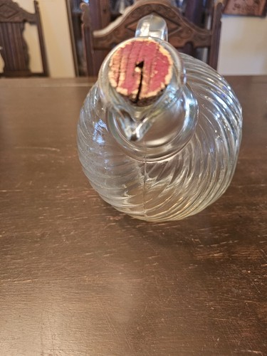 OWENS-ILLINOIS Swirl Glass Jug with Tilt Side Rest & Pour Spout Vintage Rare - Picture 10 of 18