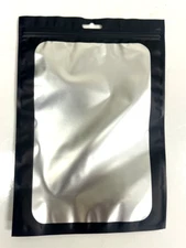 25 Pack Mylar Clear/Black Stand Up Resealable 10x7x2 Strong Zip Food Grade Bags
