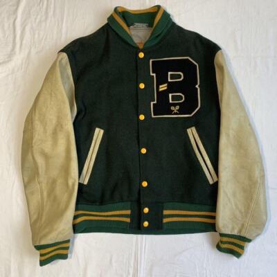 【Bitter Cells】 VARSITYジャケット Mサイズ GOLDEN BEAR Stadium Varsity Jacket Leather Green Size-S Used