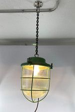Große Bunker Lampe UdSSR Fabriklampe Industrie Leuchte 1973 Vintage Retro Glas