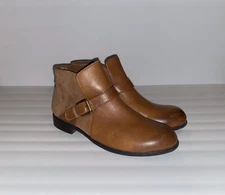Franco Sarto "Merit" low Heel ankle Boots Brown   leather& Suede SZ  7.5