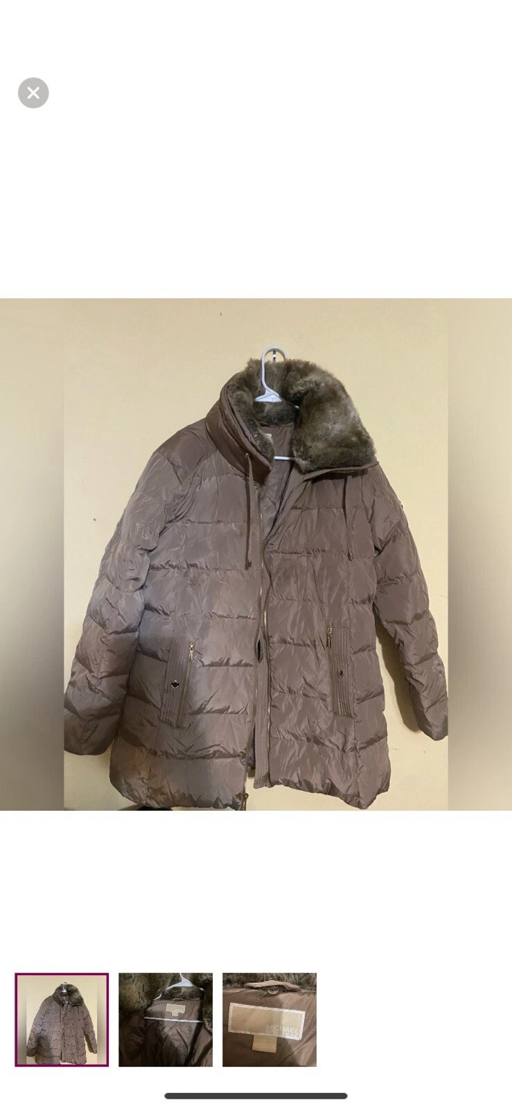 MICHAEL KORS Cappotto invernale Micheal MK marrone chiaro tortora taglia xl