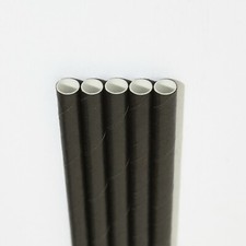 Bulk Paper Straws - 6mm x 200mm Black Paper Drinking Straw 1000 / 5000 /10000 UK