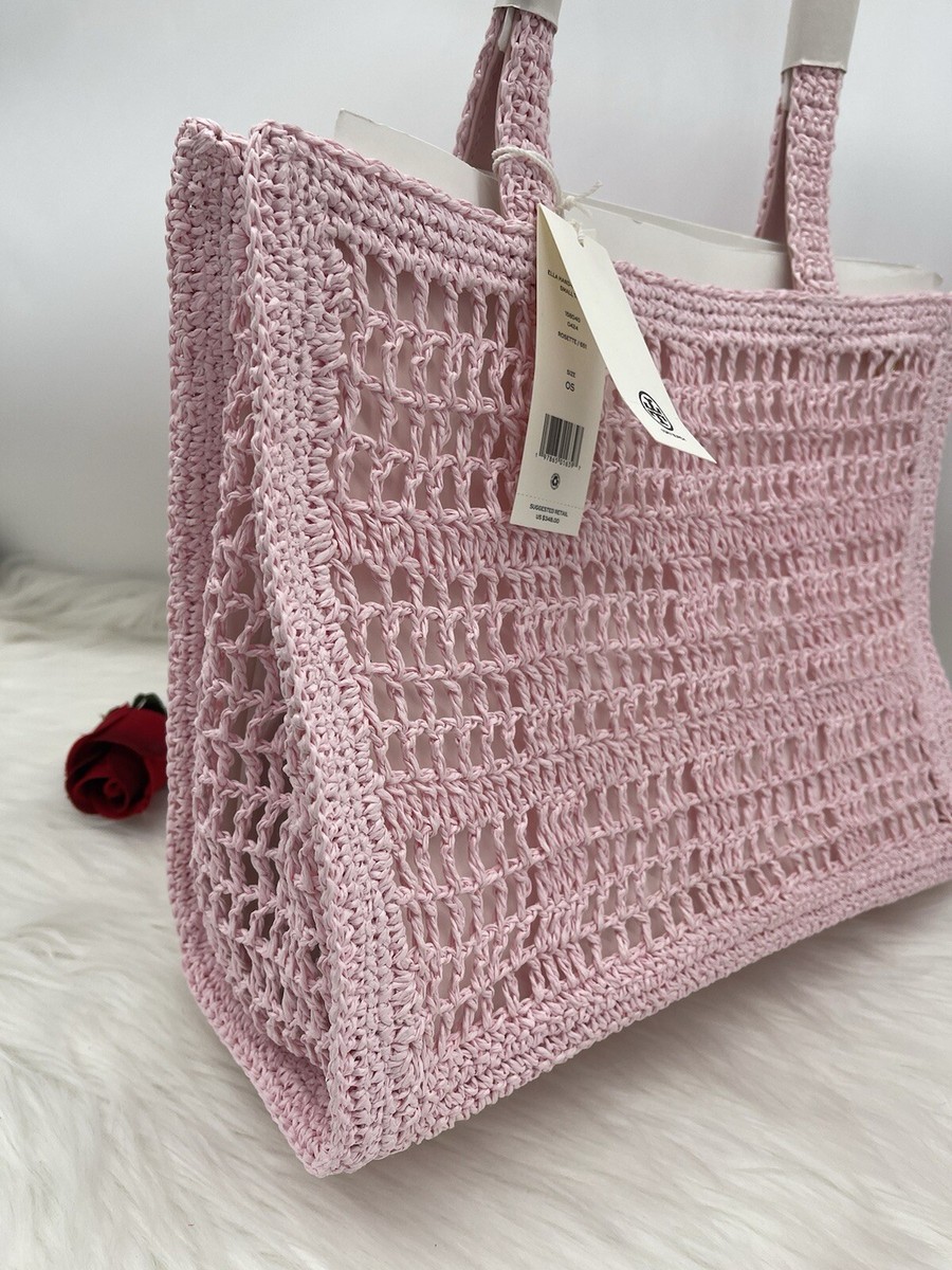 AUTH NWT $348 Tory Burch Small Ella Hand Straw Crocheted