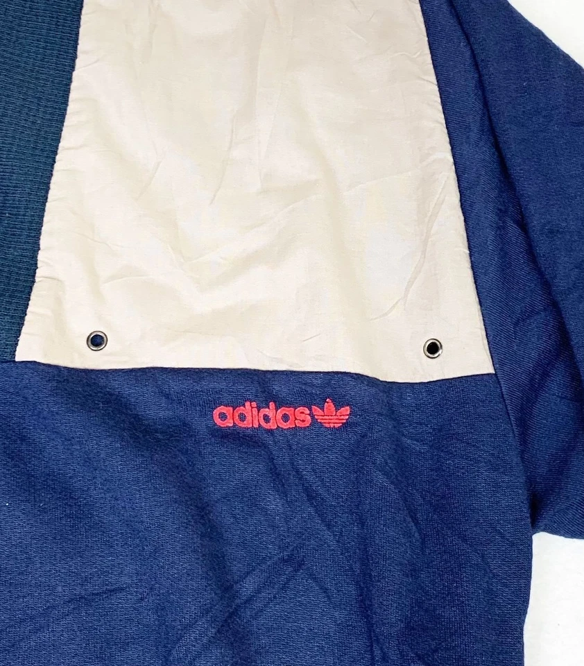 Suéter Adidas Vintage Francia Grande Azul Tostado Bolsillos Ropa Deportiva Foto 3 de 4