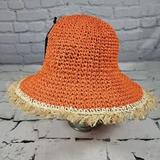 KDWave Hat Orange Floppy Bucket Sun Hat Orange Paper New With Tags