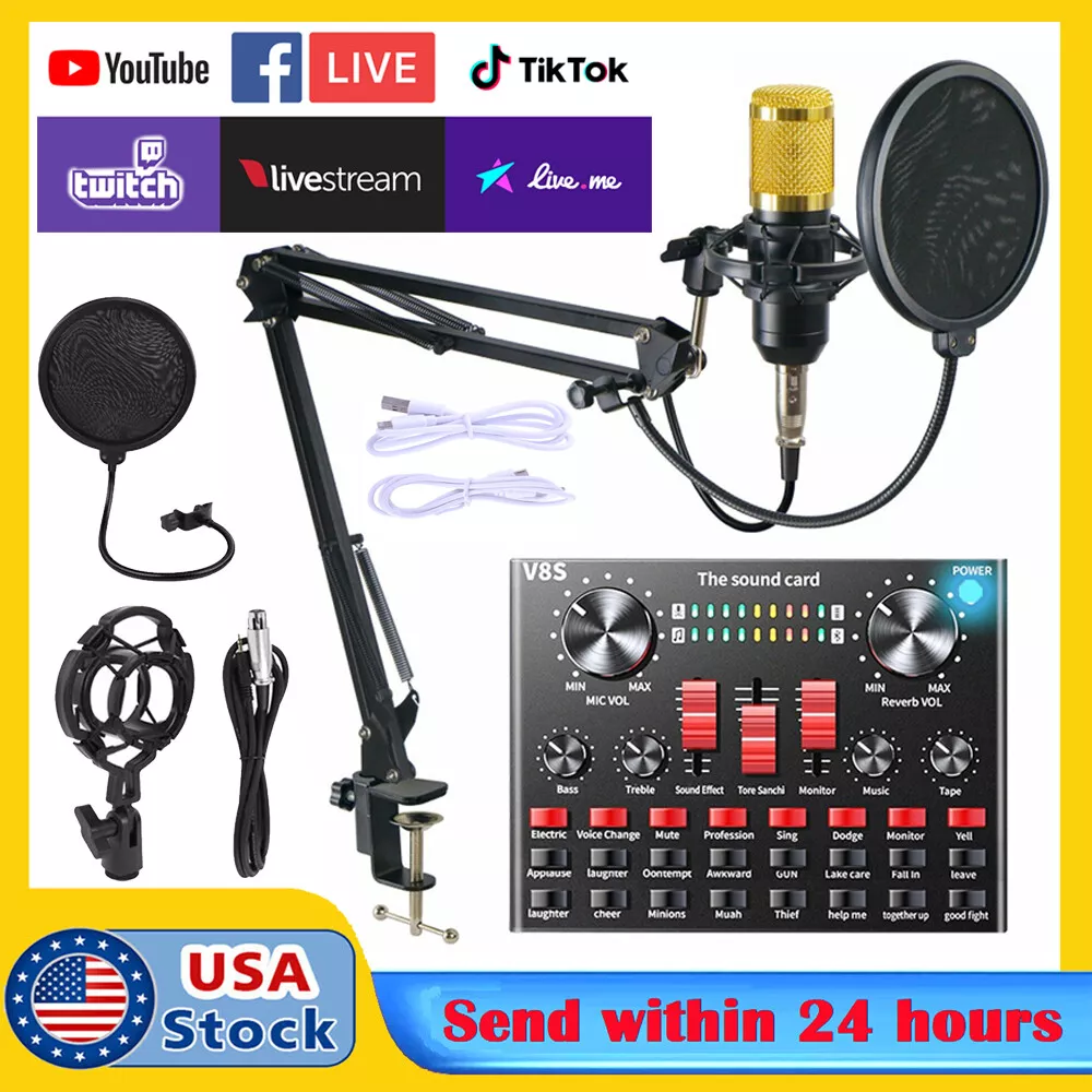 V8-ll Condenser Microphone BM-800 With Live Sound Card and other  accessories Complete set