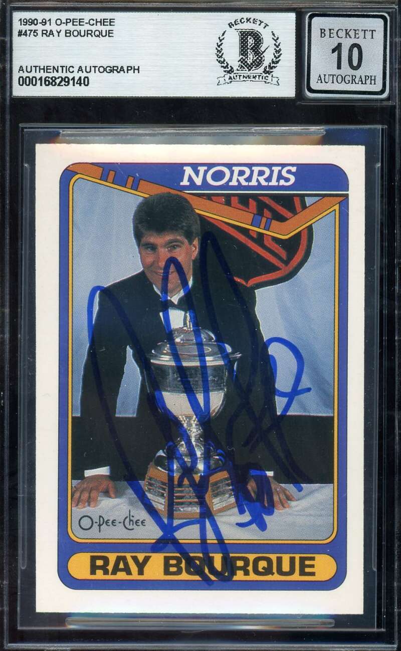 Ray Bourque Gem Mint 10 Beckett BAS Signed 1990-91 O-Pee-Chee Autograph