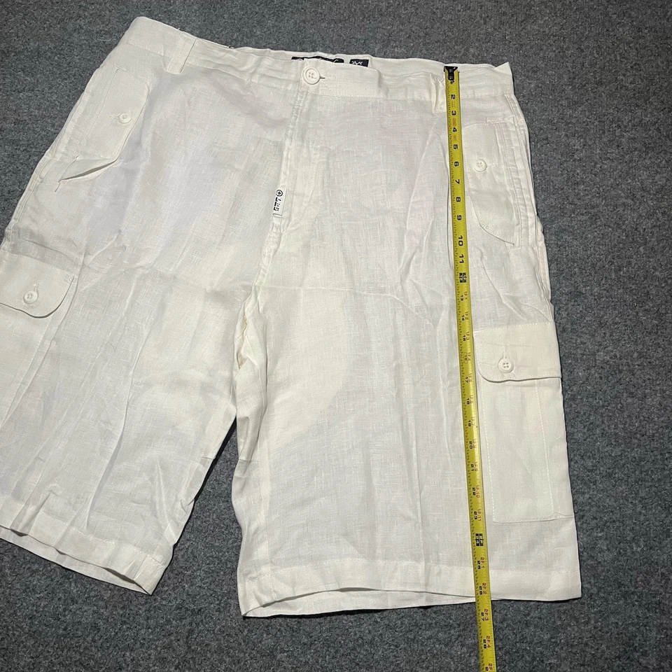 Pantalones Cortos De Colección Lifted Research Group 40 Blanco Lino Carga Utilidad Bolsillos Años 90 Y2K Foto 2 de 4