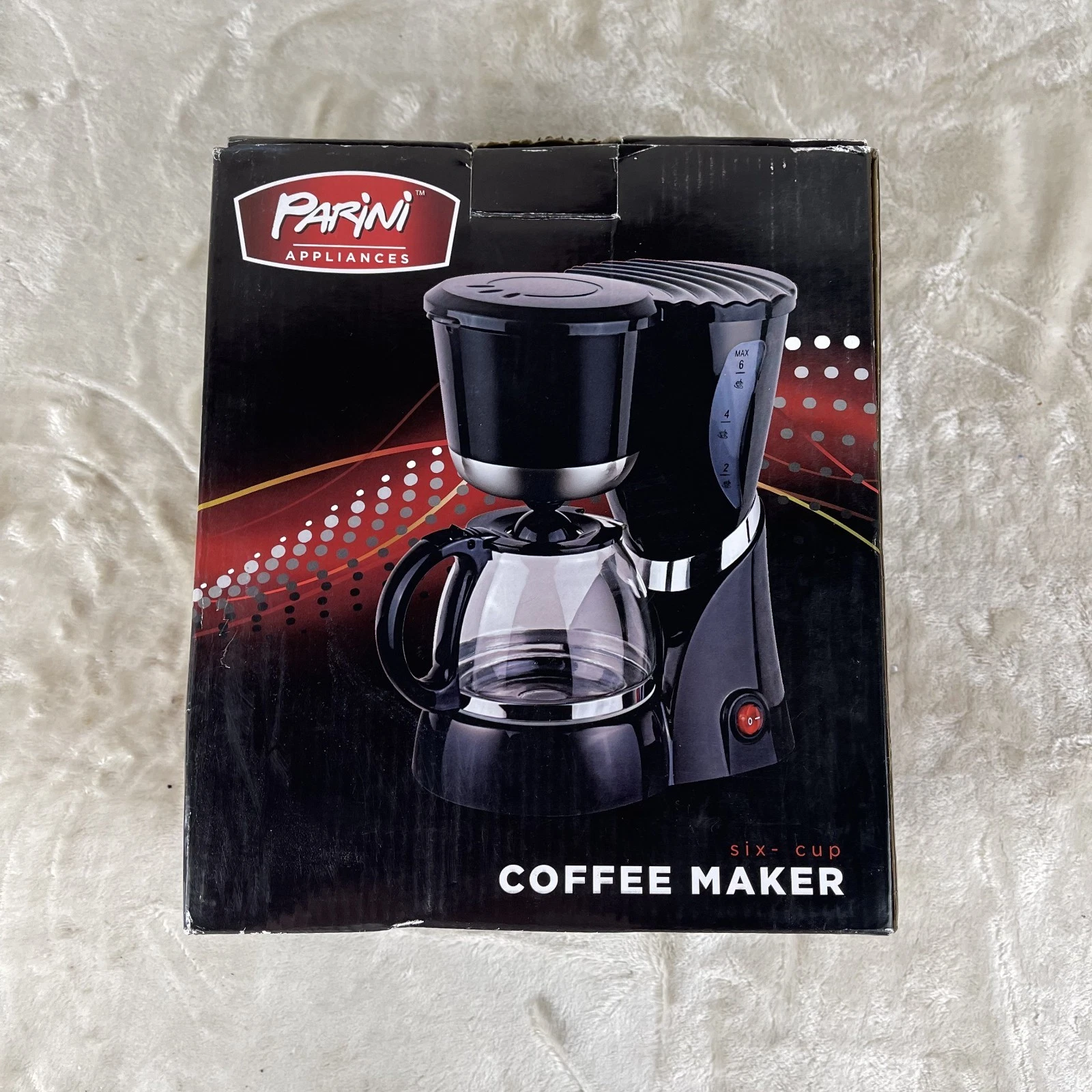 Parini Appliances Six-Cup Coffee Maker Black and Chrome