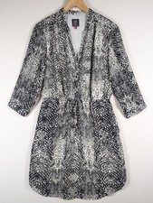 Vince Camuto Snake Print Dress 8 Sheer Chiffon Lined Drawstring Waist Boho Chic