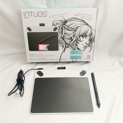 Intuos Draw Wacom White Tablet CTL-490, Pen & Cable w/ Box - Used - Pre-owned