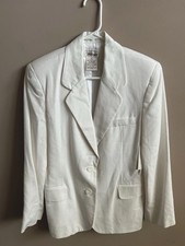 Vintage White Women  s Blazer Worthington Linen Rayon JC Penny 90  s Style Size 6P