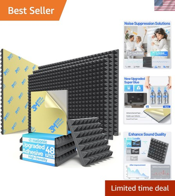 #ad High Density Acoustic Panels 48 Pack Self Adhesive Soundproof Foam for Studios $158.94