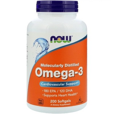 NOW FOODS, OMEGA-3 180 EPA 120 DHA 200 Kapseln