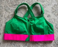 Shefit Sports Bra 2 Luxe Wicking Adjustable Front Zip Green Pink NEW
