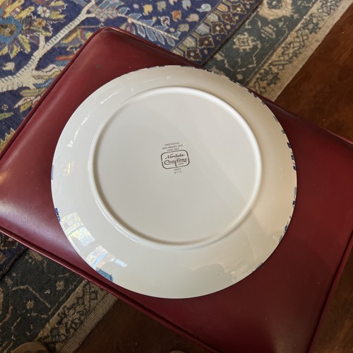 NORITAKE CRAFTONE BÄUME Servierplatte 12" Kuchen blau weiß Winter nackt Japan MCM - Bild 2 von 5