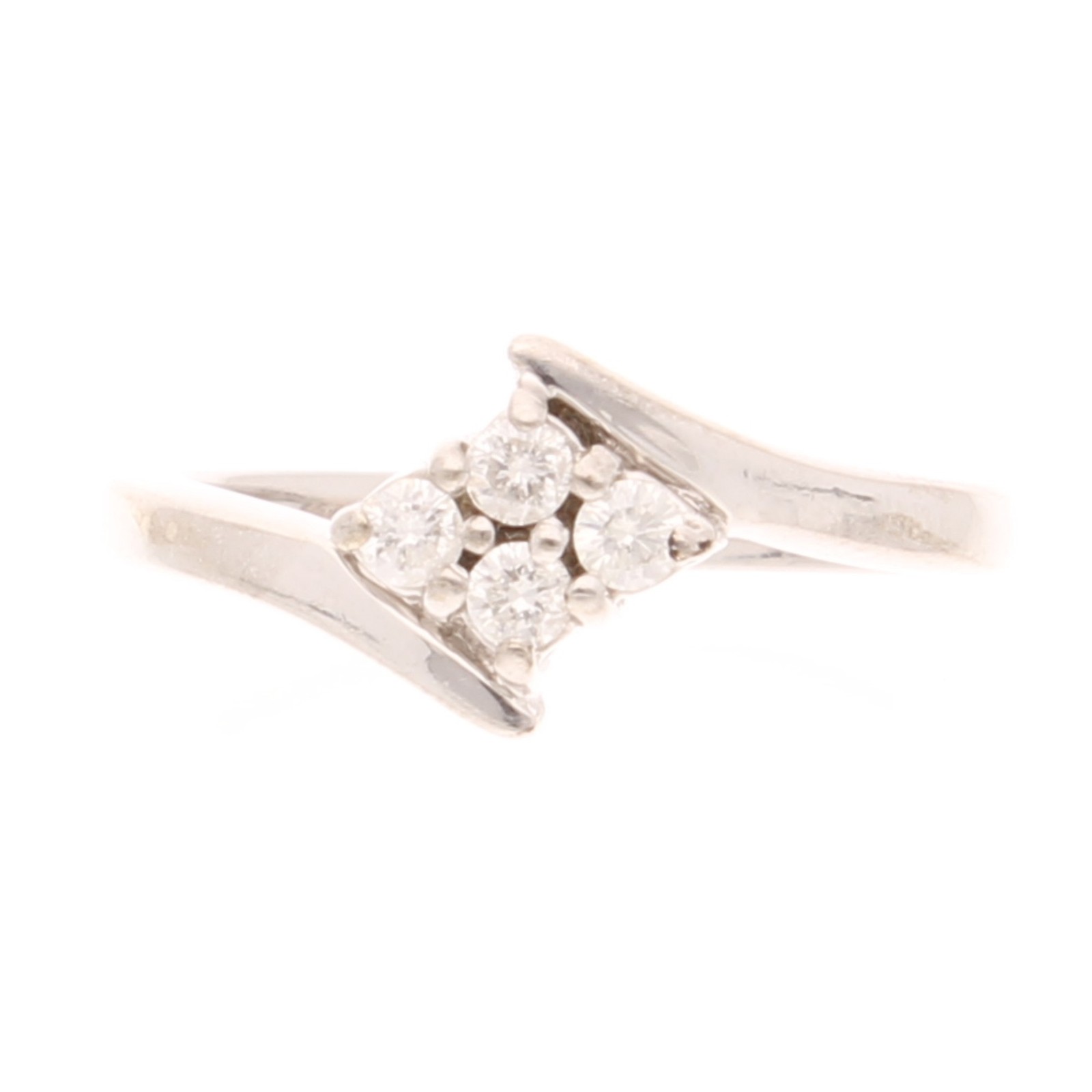 9Carat White Gold 0.25ct Diamond Crossover Cluster Ring (Size M) 8.5mm Widest