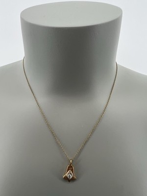 Vintage 14K Bell Pendant Speidel Small Delicate Necklace Imperfect Chain 1.72g