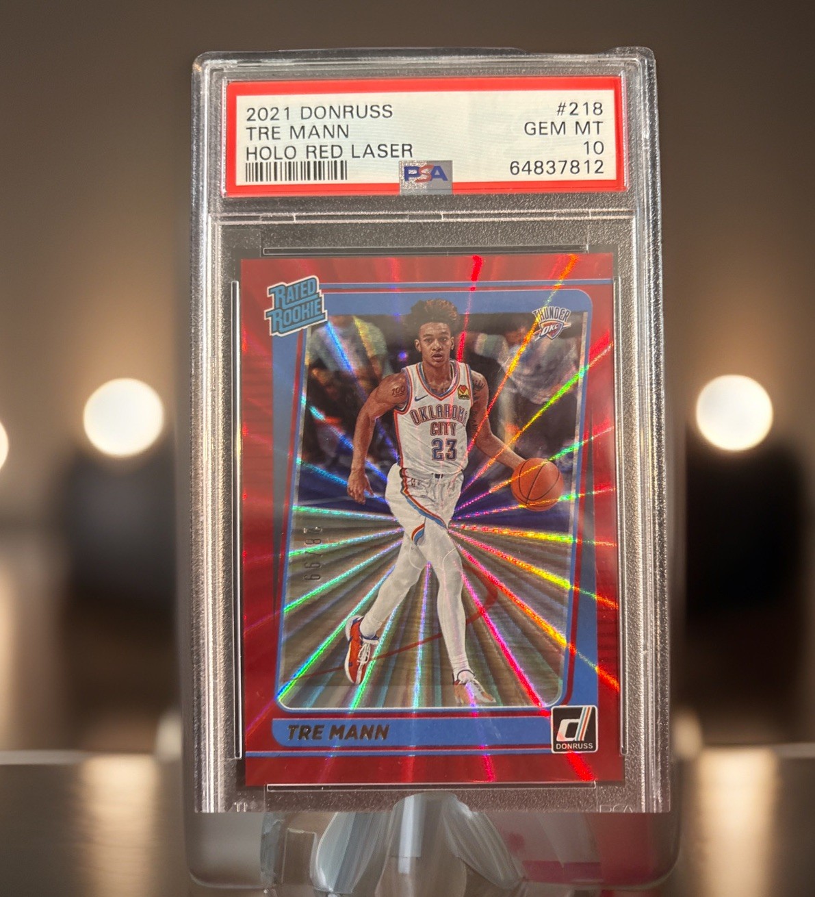 2021 Donruss Tre Mann Holo Red Laser /99 Rated ROOKIE PSA 10 Thunder #218