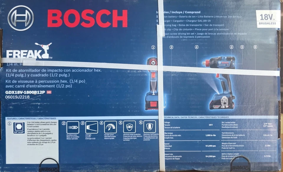 Bosch GDX18V-1800B12 18V Two-In-One 1/4 In. and 1/2 In. Bit/Socket Impact Driver - Image 3 of 4