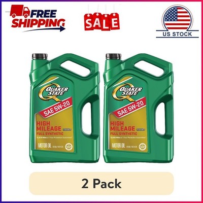 (2 pack) Quaker State Full Synthetic High Mileage 5W-20 Motor Oil, 5 Quart