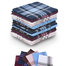 12 Pack Men's Handkerchiefs, Diverse Color Stripe Checkered Pattern Pocket Sq...