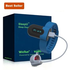 Wellue SleepU Continuous Wrist Pulse Oximeter with SpO2 Ring Sensor Probe