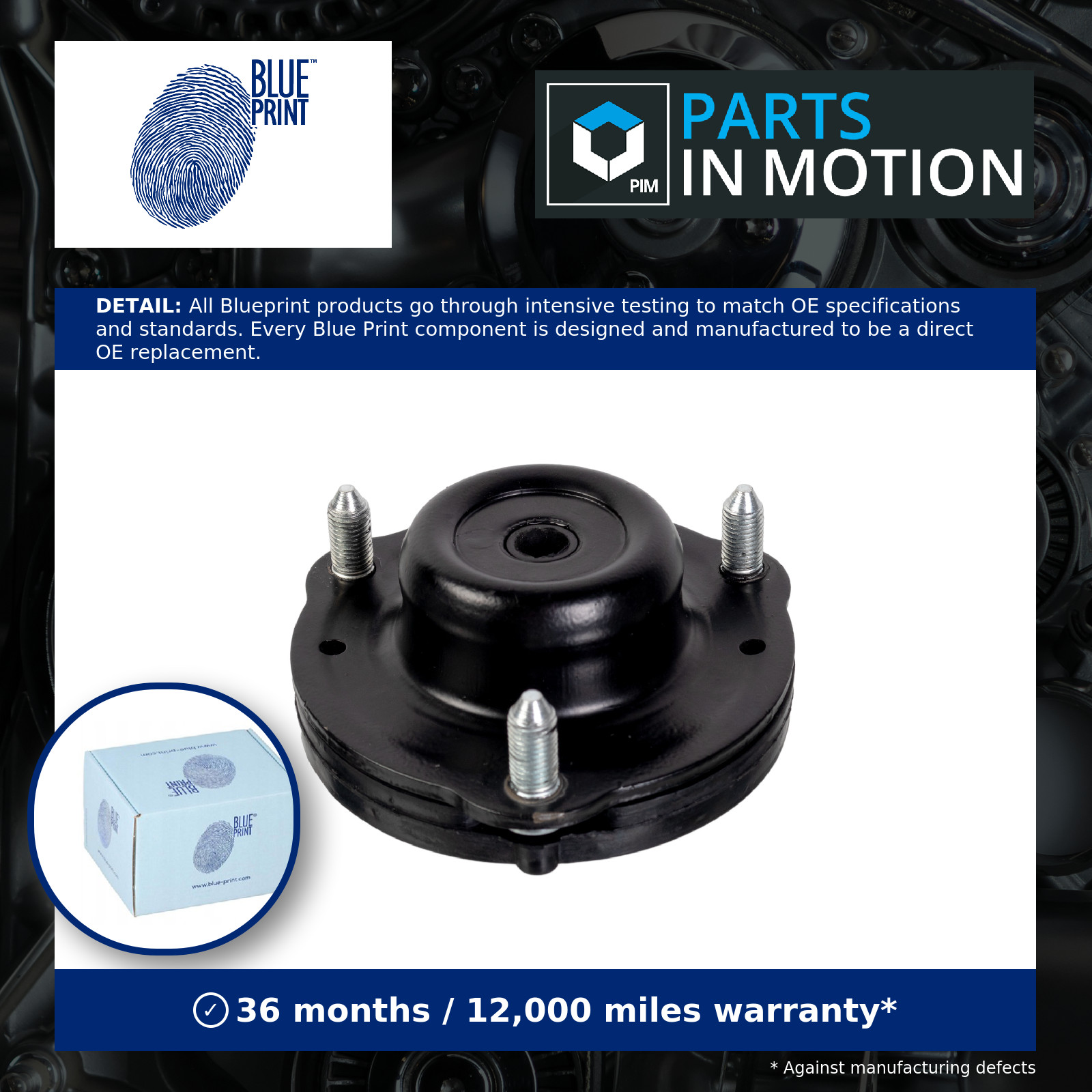 Top Strut Mounting fits TOYOTA HILUX Mk7 2.5D Front 04 to 15 2KD-FTV Blue Print - Image 3