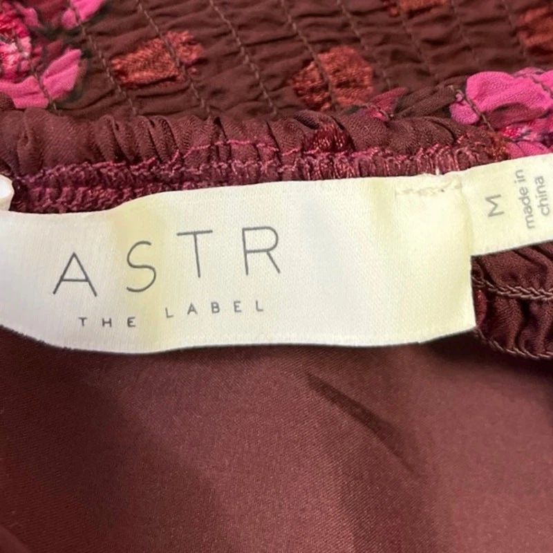 Blusa corta ASTR The Label roja granate floral transparente manga larga talla M Foto 4 de 4