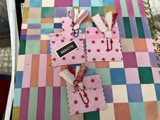 Three Hand made junk journal pockets. with tags, paper clips, notecards,