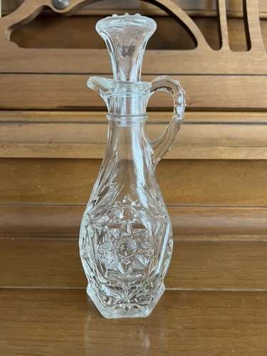 Vintage Anchor Hocking Star of David Glass Vinegar Cruet