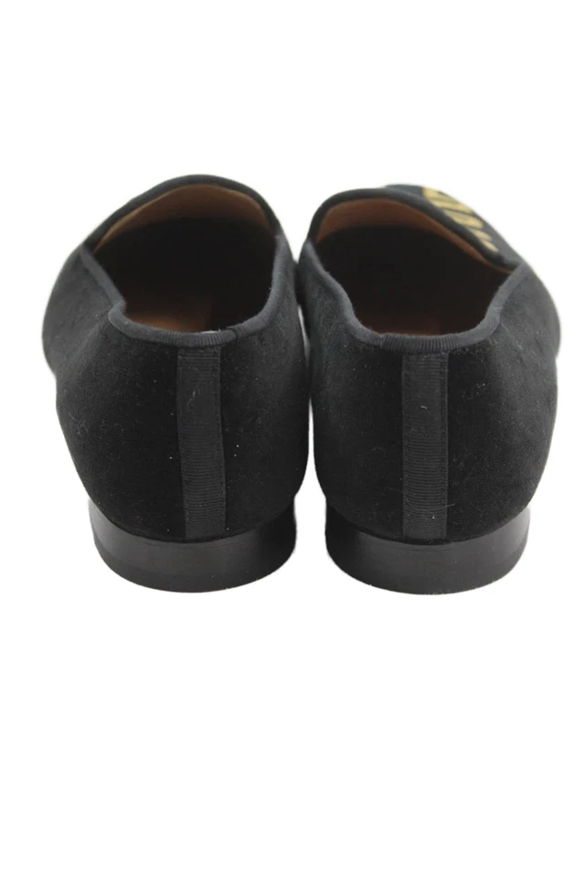 Mocasines Stubbs & Wootton de terciopelo para mujer negros dorados talla 9,5 Foto 3 de 4