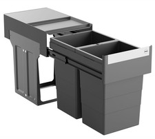 Hailo Tandem Poubelle Cuisine 26 Litre à Encastrer De 40cm Armoire 2-fach