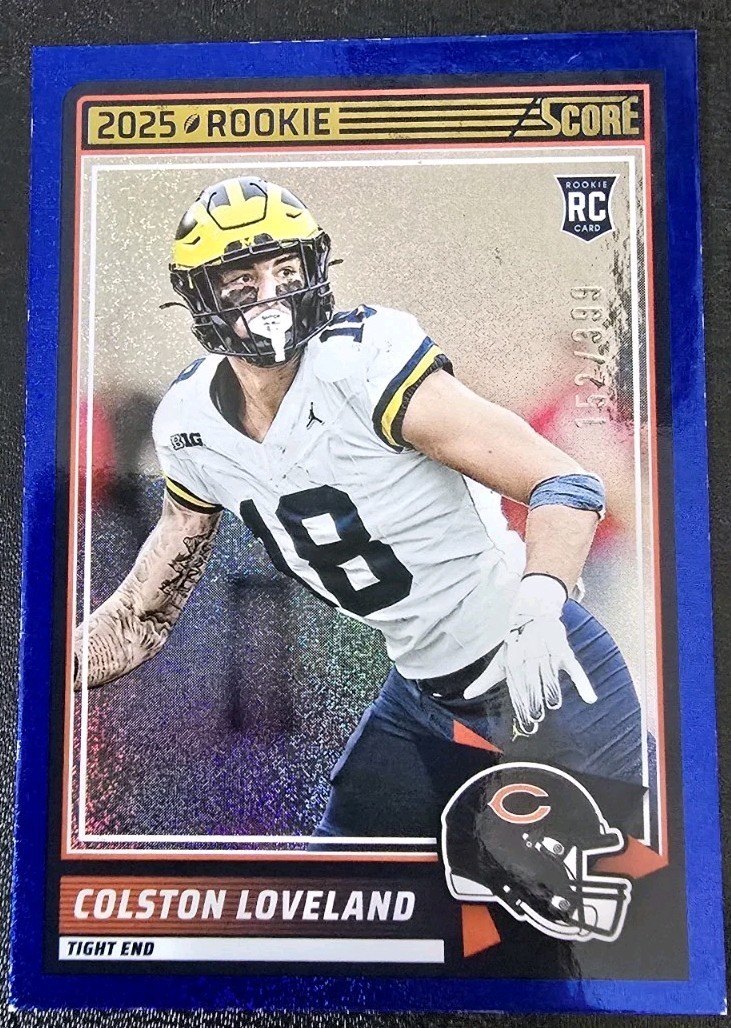 Colston Loveland 2025 Score Football Blue Dots /399 #31 Chicago Bears Rookie