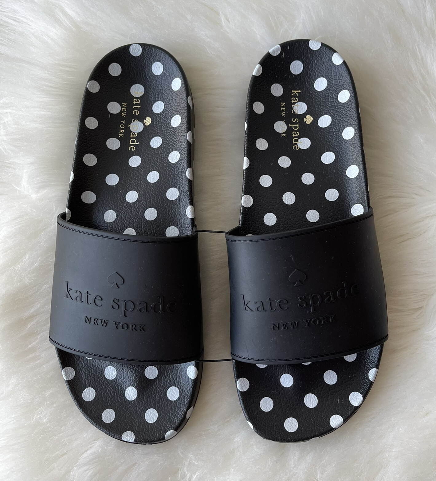 Kate Spade Sunny Polka Dot Sandals Slides Rubber Black Size 11 NWOB | eBay