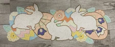 TOTAL HOME Easter Beaded Table Runner BUNNIES, EGGS, FLOWERS  13" X 36" NWT