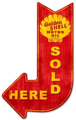 Shell Motor Oil Sold Here Öl Werbung Tankstelle Vintage Sign Blechschild Schild