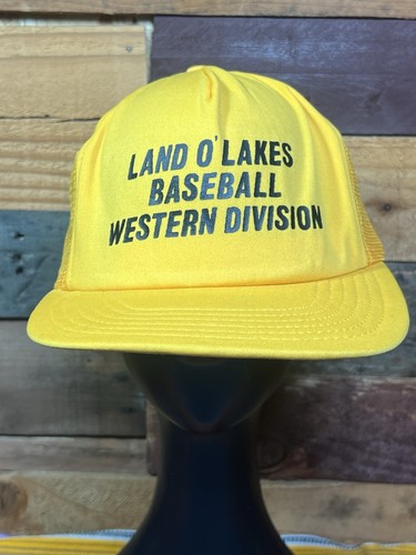 Vintage Land O Lakes Baseball Western Division Yellow Snapback hat DeLong Brand
