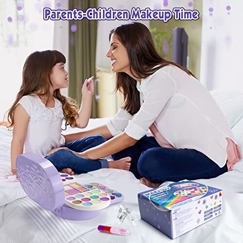 Kids Washable Makeup Kit, Fold Out Makeup Palette with Mirror, Make Up Toy - Picture 7 of 7