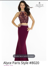 Alyce Paris Size 4 Burgundy 2 Pc Embellished Evening Gown Dress