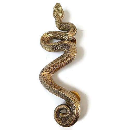 LEFT 18" inch long Large RATTLE SNAKE hollow brass hand made Python Old Style - Picture 10 of 11